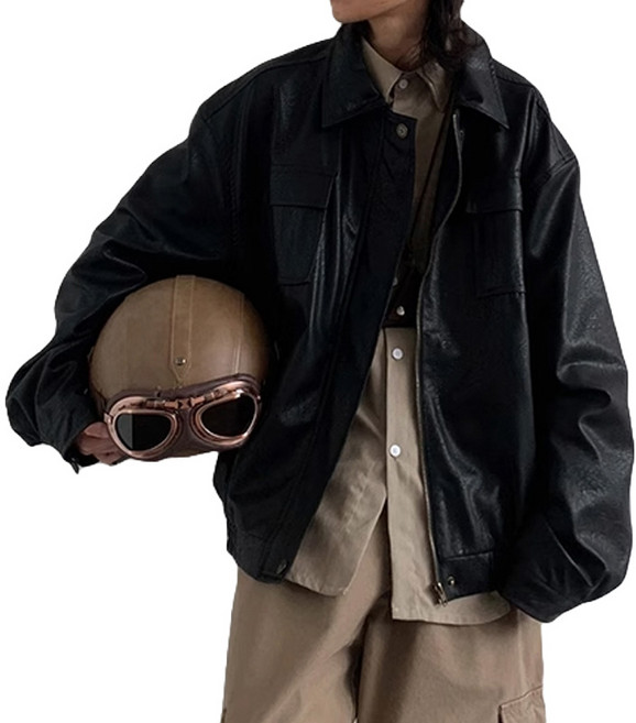 킹앤조이 메일라 빈티지 가죽 라이더 자켓