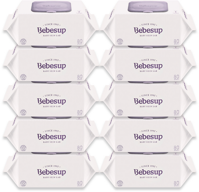 베베숲 트러스트 플러스 물티슈 캡형 엠보싱, 80매, 10개