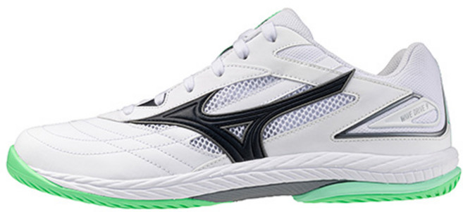[미즈노]웨이브드라이브9 (화이트x블랙x라이트그린) 신발주머니와 탁구 양말 제공