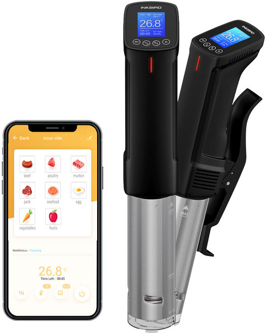 INKBIRD ISV-100W WiFi 수비드 1000와트 무선 요리 조리기 정밀 온도 및 타이머 스테인리스 스틸 열침지 순환기 주방용, 1개