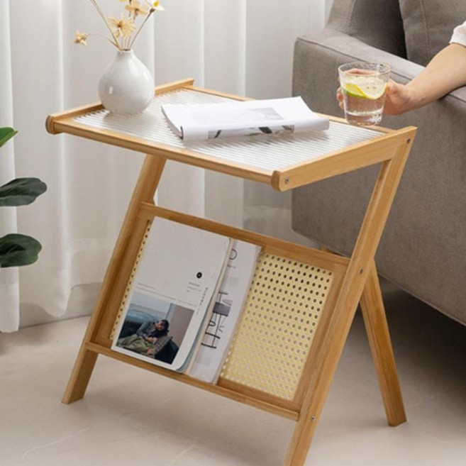 라탄 대나무협탁 침대협탁 원목 거실협탁