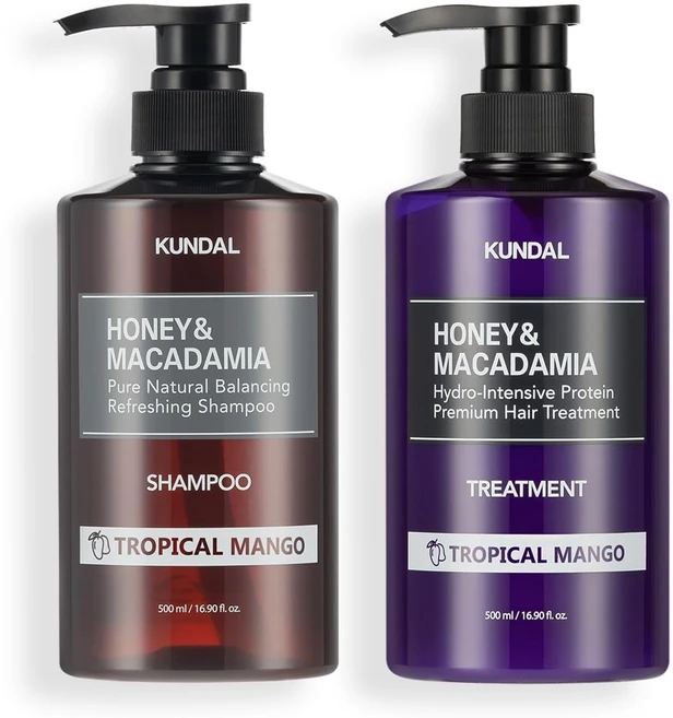 【쿤달】샴푸 500ml & 트리트먼트 500ml 허니 & 마카데미아 헤어 케어 2종 세트, 1개 - 쿠팡
