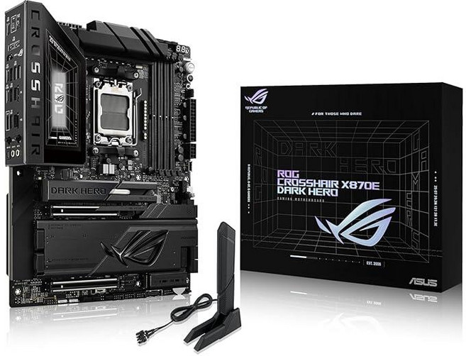 ASUS ROG Crosshair X870E 다크 히어로 ATX 마더보드 20+2+2 파워 스테이지 DDR5 슬롯 PCIe 5.0 M.2 슬롯 5개 3D VC M.2 방열판 U, ASUS ROG Crosshair X870E 다크 히어