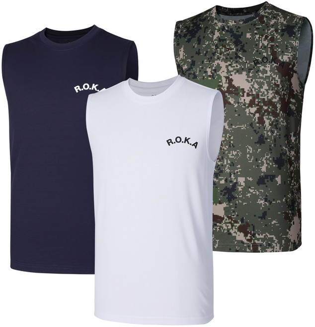 [이지바이] (1+1+1) 로카 민소매 나시 티셔츠_코리아아미 군인