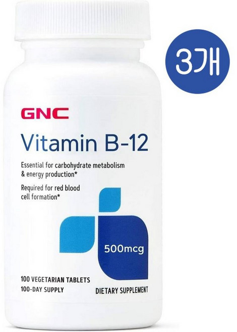 지엔씨 비타민B12 500mcg GNC Vitamin B-12, 3개, 100정