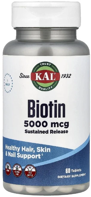 KAL 비오틴 5000mcg SR 60타블렛, 1개, 60정 - 쿠팡