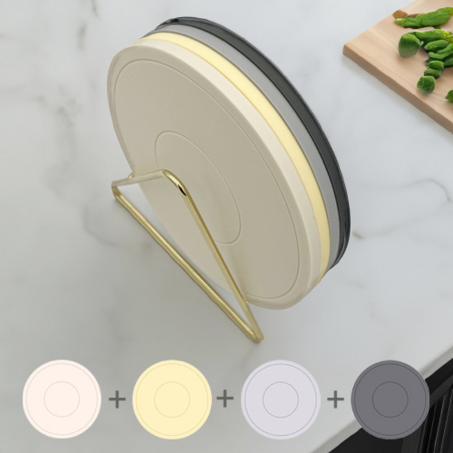 심플리프 주방인테리어의 꽃 실리콘 냄비받침 4종세트+거치대, 02(크림+옐로우+그레이+차콜), 1개