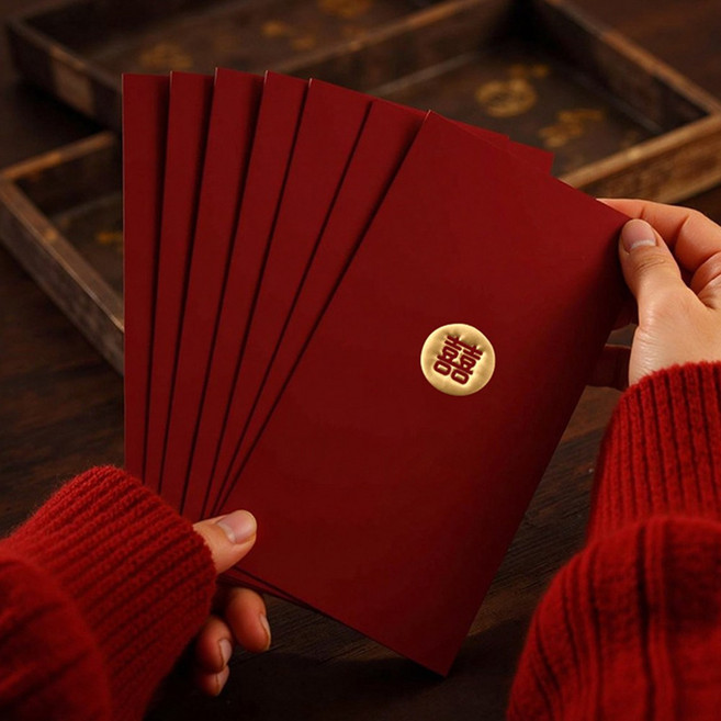 VITALO 딥레드 프리미엄 용돈봉투 감사 축의금 경조사 답례 명절 현금봉투 돈봉투, 1개, RD_희 봉투_6매입