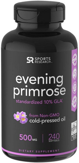 SPORTS RESEARCH 無麩質月見草油軟膠囊 500mg, 240顆, 1罐