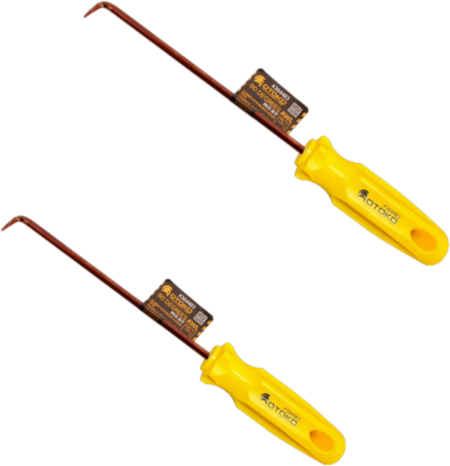 오토코 굴곡형 90도 송곳, 2개, 옐로우블랙