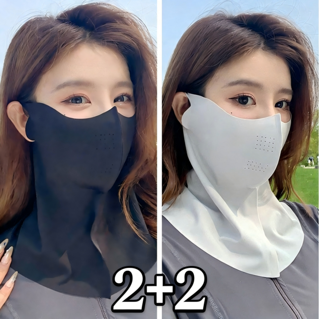 laderive (2+2) 여성 골프 여름 마스크 UV 자외선 쿨 야외활동용, 검은색 + 회색, 2세트