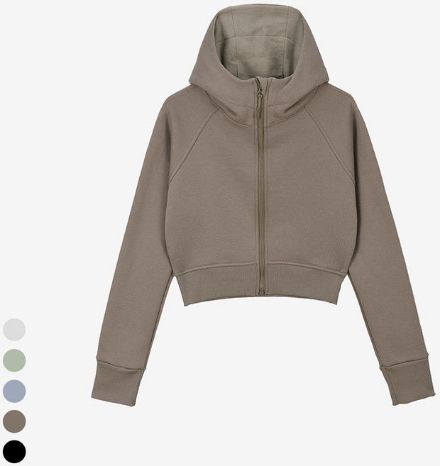 [콘치웨어] 크롭 기모 후드 집업 (5colors) 필라테스 요가