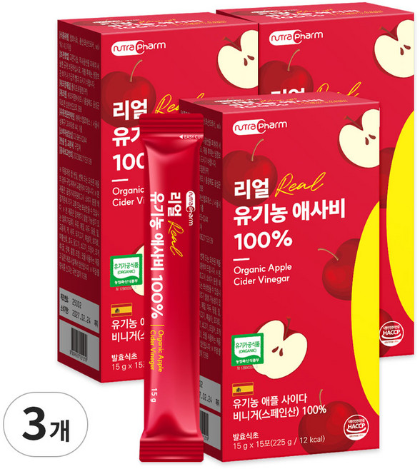 뉴트라팜 리얼 유기농 애사비 100%, 225g, 3개