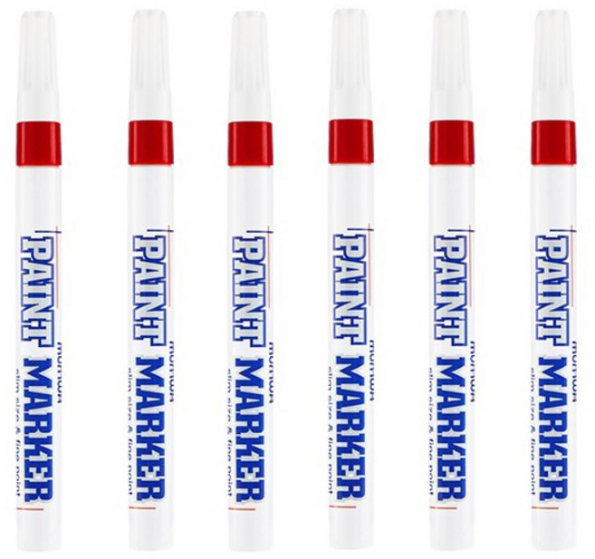 문화 세필 페인트마카 적색 1타스 12개입 3mm, 1세트