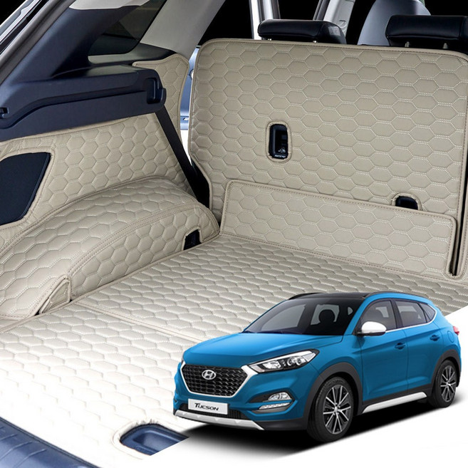 올뉴투싼/FL 본투로드 하이브 풀커버 차량용 트렁크매트, 2열분리유/스피커무/15년04월~20년/HT011, 블랙