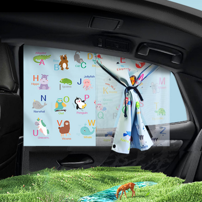 모두달라 차량용 아기 햇빛가리개 자동차 창문 커튼 가리개, 영어나라, 1개
