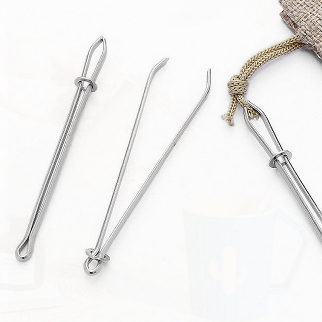 실 끼우기 바늘 바지 고무줄 통과 끈 도구 재봉 의류 수선 보수, 1개, 실버1P