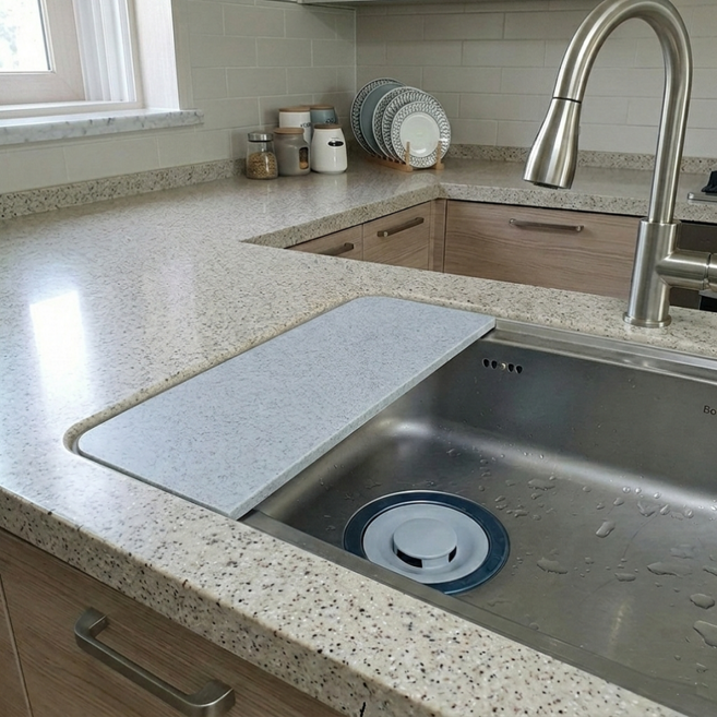 VIP HomeToDo COVA 다용도 인조대리석 주방 보조조리대 2SIZE, 화이트 L, 1개