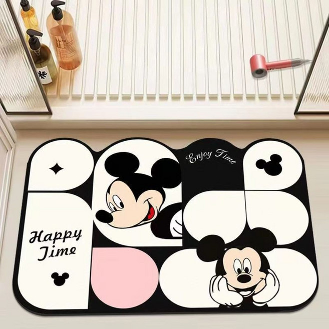 크레용 신짱 미키 수분을 잘 흡수하고 쾌적한 규조토 매트, 화이트 장갑 핑크 미키, 1개