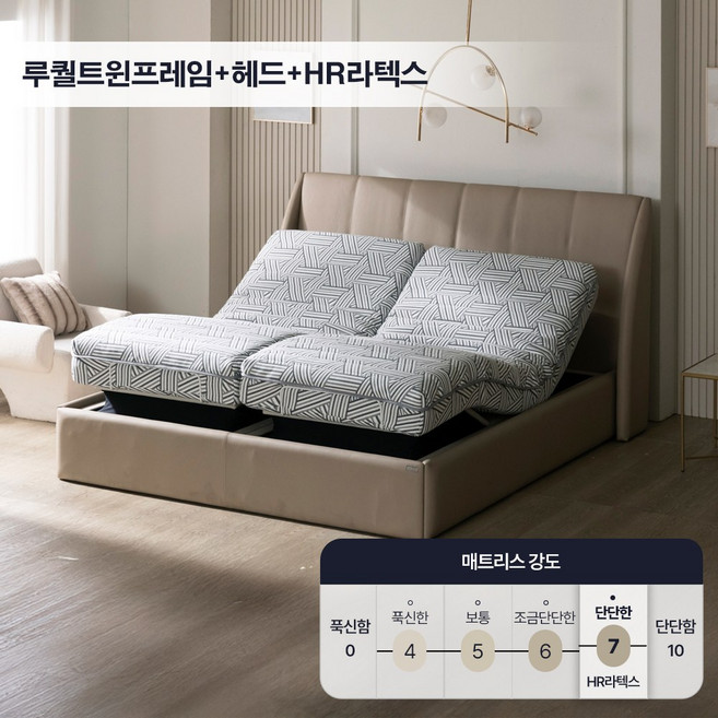 오키멧 루퀄 트윈 모션베드 전동침대 프레임 헤드보드 매트리스 세트 리클라이너 모션침대, 03. 루퀄트윈프레임+헤드+HR라텍스