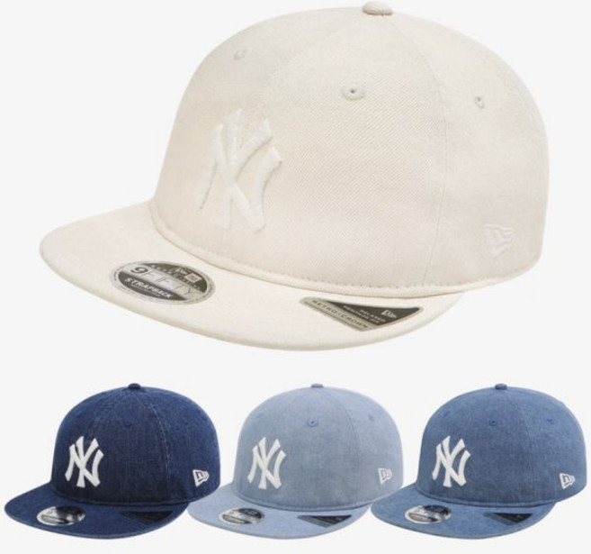 뉴에라 모자 MLB 야구 뉴욕 양키스 데님 베이직 레트로 크라운 데일리 스트랩백