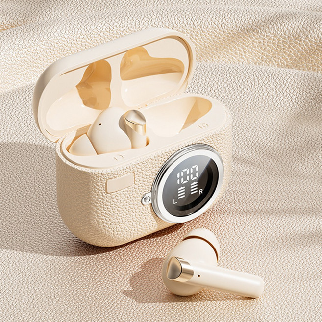 THOUSTA 블루투스 이어폰 노이즈 캔슬링 커널형 고음질 HIFI 무선 이어폰, 베이지