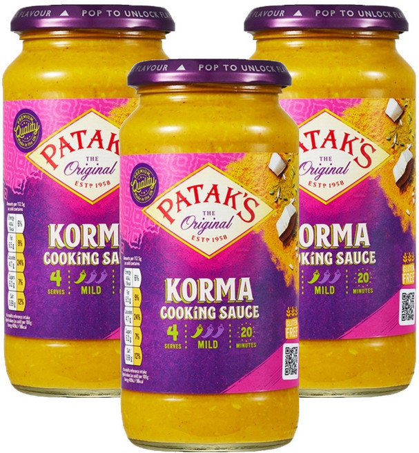 파탁스 코르마 쿠킹 소스, 450g, 3개