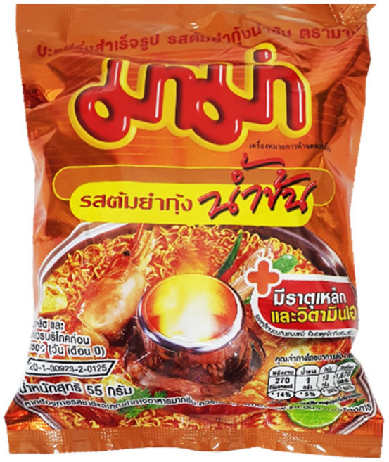 태국 마마 인스턴트 누들 쉬림프 크리미 톰냠 플레이버 55g, 2개