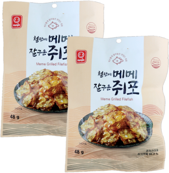 한진식품 철판에 메메 잘구운 쥐포, 48g, 2개