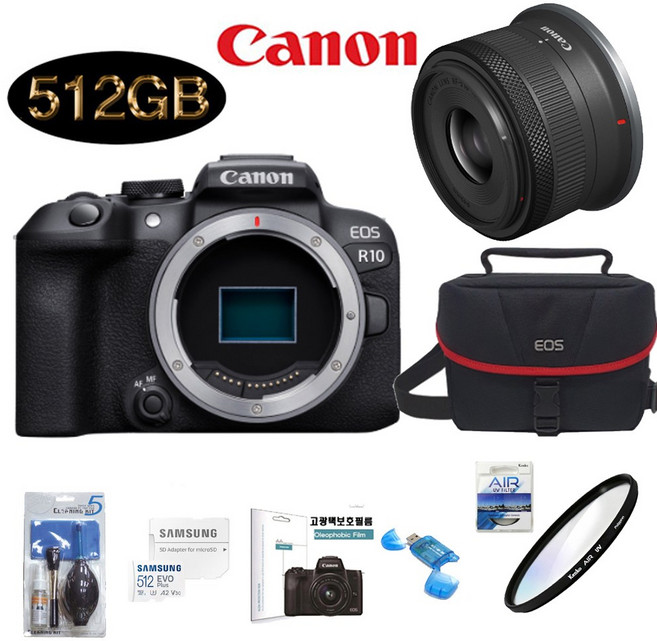 CANON EOS R10 18-150mm F3.5-6.3 IS STM KIT+SD512GB+정품가방+KENKO AIR UV 필터+크리닝킷+LCD필름+리더기 고용량 풀패키지