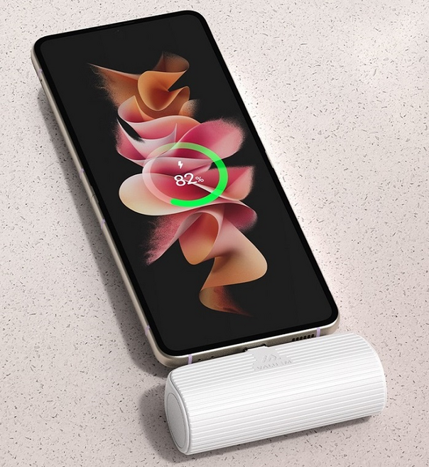 충전선이 필요없는 폴더블폰충전기 5000mAh 보조배터리 도킹형 간편휴대 갤럭시 Z플립 Z플립5 폴드1 Z폴드5, 상세페이지 참조, 선택2번 아이폰8핀 - White