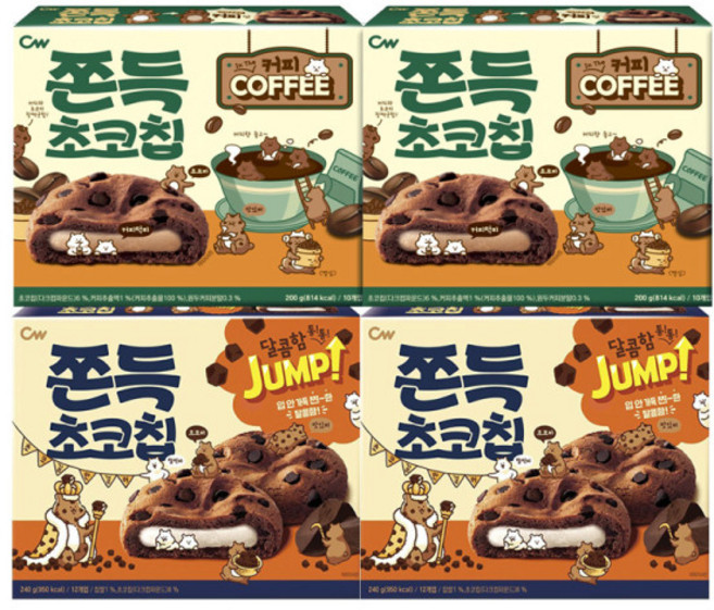 청우 쫀득초코칩240g+커피맛200g, 1세트, 각2개(총4개)