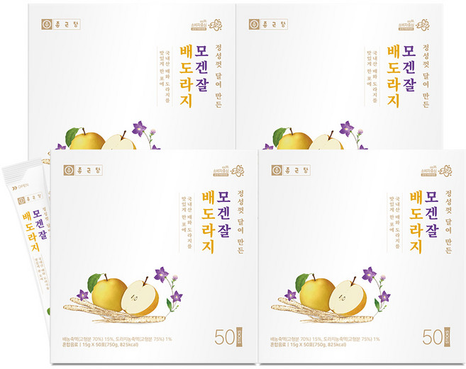 [박스당 50포] 종근당 모겐잘 배도라지 진액스틱 / 국내산 배도라지 꿀 모과 생강, 750g, 4박스