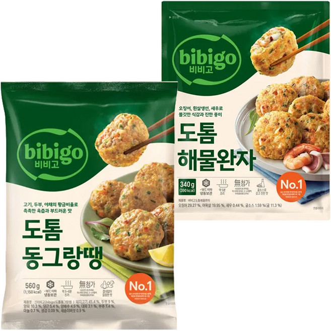 CJ 비비고 도톰동그랑땡 560g + 도톰해물완자 340g, 1세트, 900g