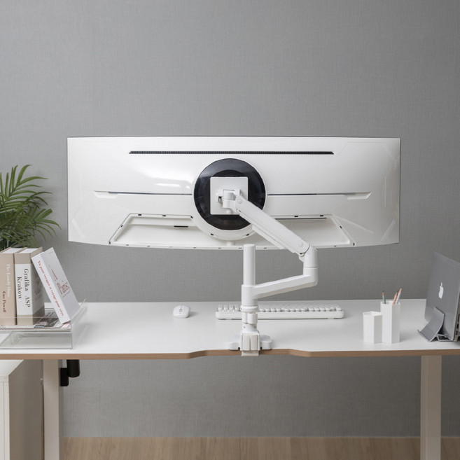 카멜마운트 IMA2PL 고중량 싱글 폴타입 높이 조절 특화 모니터 거치대 모니터암, 화이트, 1개