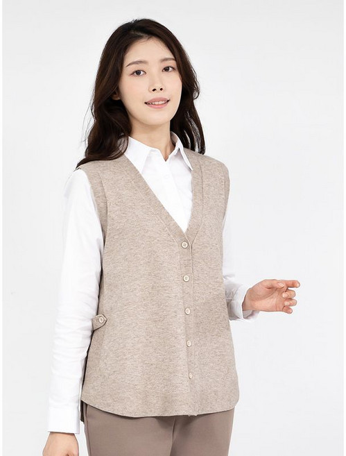 모슬린 엄마옷 브이넥 오픈 니트 조끼 MQG123886 마담 미시옷 중년여성의류 빅사이즈 50대 60대여성옷