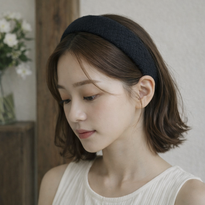 10color 트위드 아이유 제니 볼륨 헤어밴드 아이돌 송해나 통통한 두꺼운 머리띠