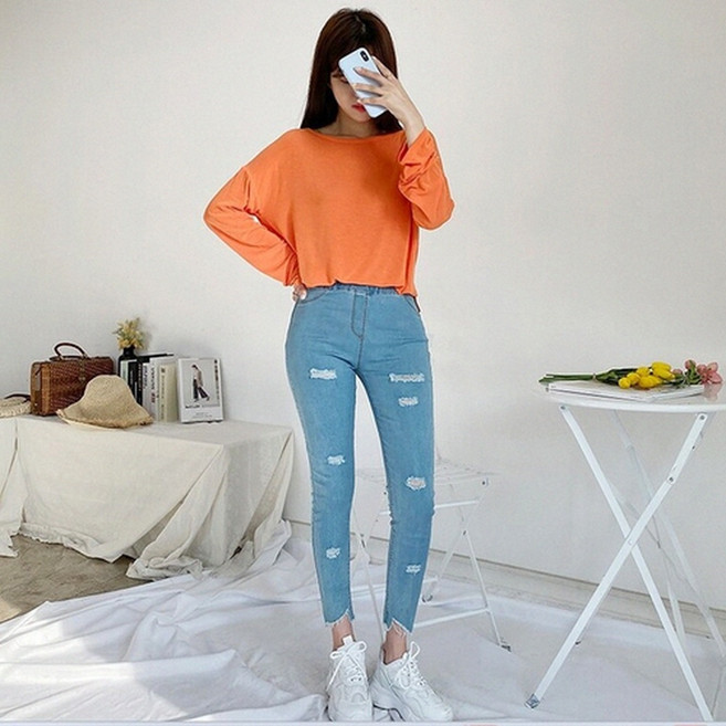 데님팬츠 찢청 스키니 슬림핏 남자 여름 청춘 데일리