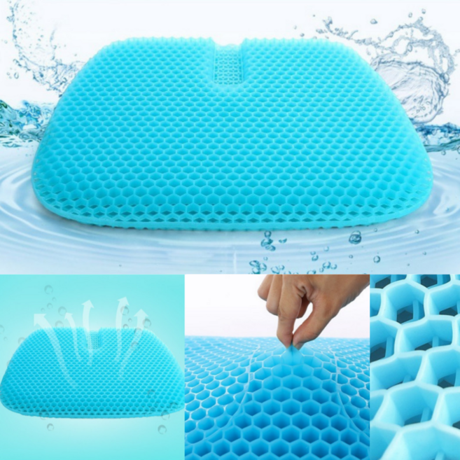 49cm 특대형 사이즈 5세대 쿨 벌집방석 커버 포함 실리콘 무중력 젤 통풍, 스카이블루
