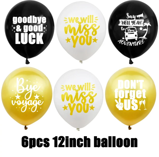 행복한 은퇴 파티 장식 황금 풍선 배너 케이크 토퍼 우리는 당신을 그리워 할 것입니다 작별 용품, 16 6Pcs