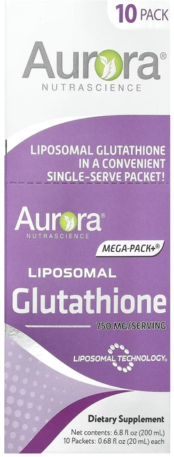 Aurora Nutrascience Mega-Pack+® 리포소말 글루타치온 10팩 각 20ml(0.68fl oz), 1개 - 쿠팡