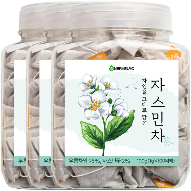 이너블릭 1500만 티백 판매 자스민차 티백, 3개, 100개입, 100g