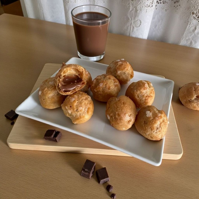 Triomphe【愛餡泡芙】堤雅芙頂級灌餡珍珠糖小泡芙, 1個, 法芙娜40%吉瓦那【牛奶巧克力】