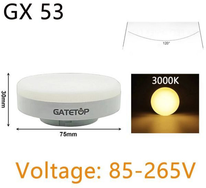 GX53 LED 스포트라이트 넓은 전압 AC85-265V 5-15W 과감한 광원 옷장 캐비닛 조명 그릴 오픈 박스 1-10 개