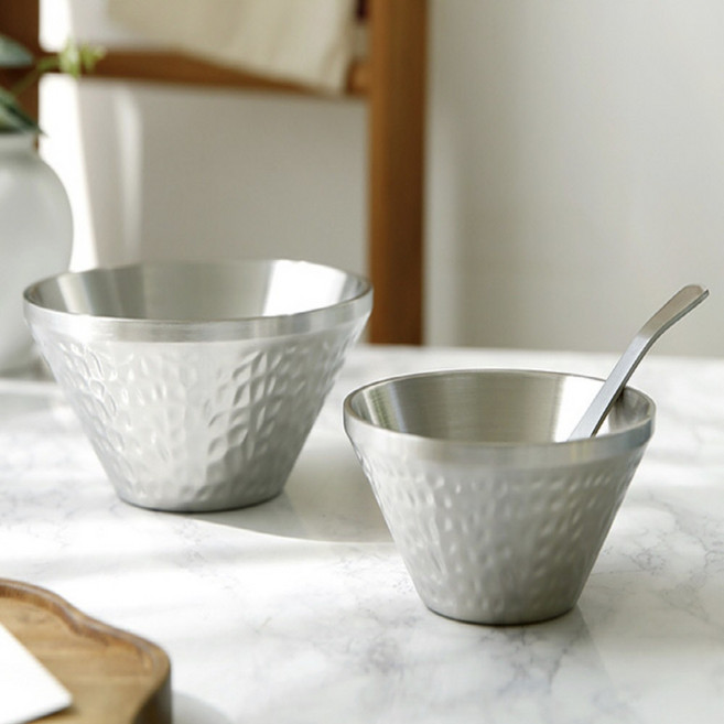 이중 스텐 해머톤 빙수 그릇 요거트그릇, 해머톤 빙수 그릇 6호(18cm)