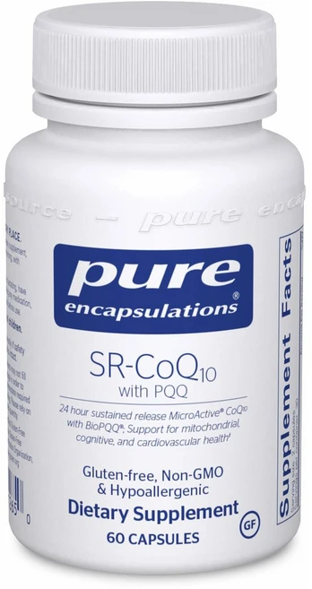 Pure Encapsulations SR-CoQ10 PQQ 퓨어인캡슐레이션 SR 코큐텐 코엔자임큐텐 60정, 1개 - 쿠팡