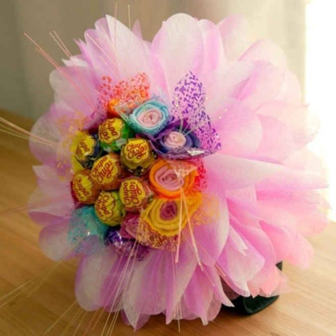 [앤드플라워] 사탕부케 & 비누꽃다발 응원피켓 증정 재롱잔치 졸업식, 1개, 10. 츄파춥스(핑크)