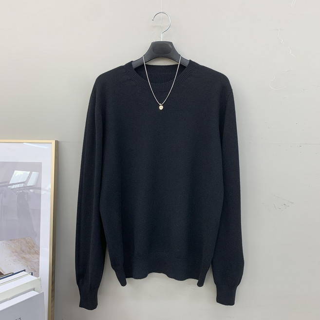 [행복여] 앤로우 소프트 비스코스 홀가먼트 여유핏 라운드 니트