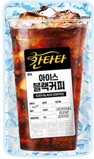 칸타타 아이스 파우치 블랙커피, 190ml, 40개