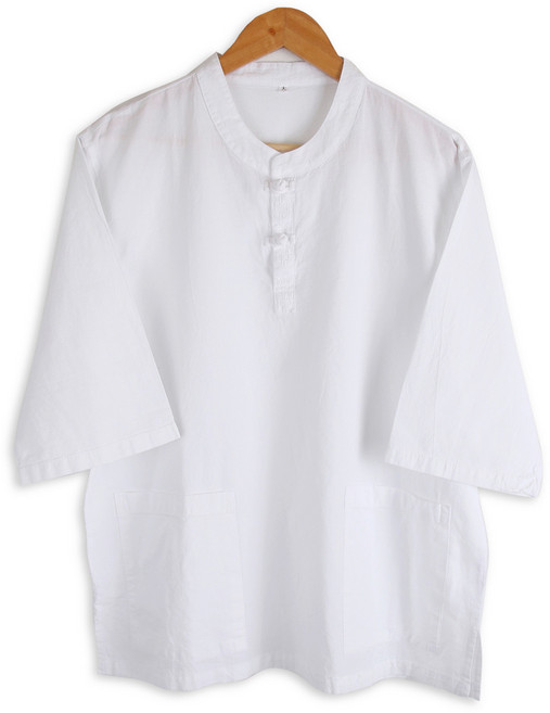 여름 면100% 부드럽고 통풍 잘되는 시원한 남녀공용 캐주얼 여름생활한복 남자개량한복 커플 흰색 상의